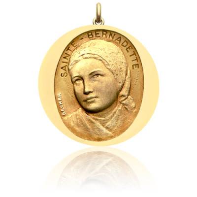 Médaille Sainte Bernadette Or Jaune 750, Diamètre 15 mm à 20 mm - Becker