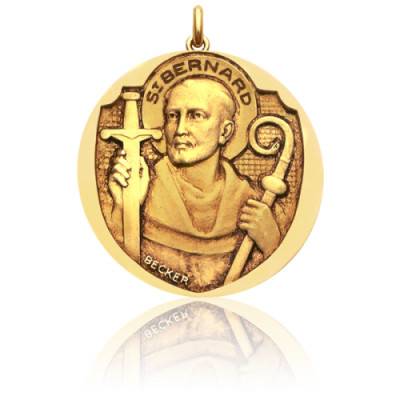 Médaille Saint Bernard Or Jaune 750, Diamètre 15 mm à 20 mm - Becker
