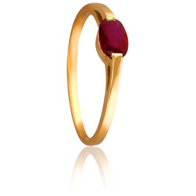 Bague Solitaire en Or Jaune 750 & Rubis Ovale 0,60 ct - Les Valentines