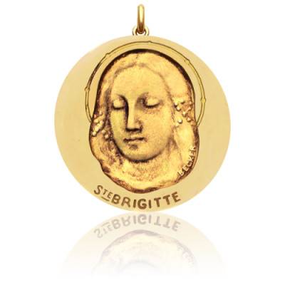 Médaille Sainte Brigitte Or Jaune 750, Diamètre 15 mm à 20 mm - Becker