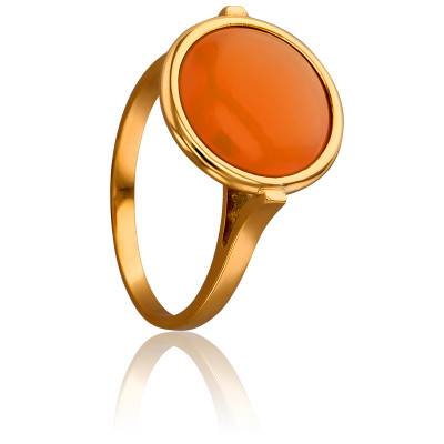 Bague Kirkos en Or Jaune 750 & Pierre De Lune Pêche Ø 12 mm - Les Valentines