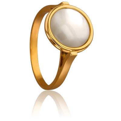 Bague Kirkos en Or Jaune 750 & Nacre Blanche - Les Valentines
