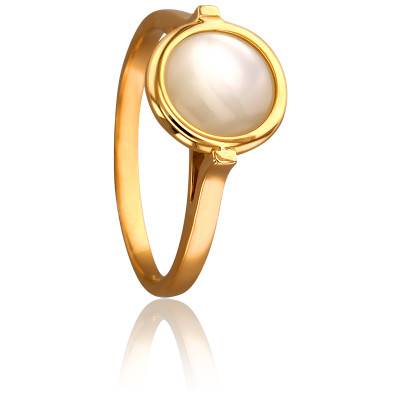 Bague Ronde en Or Jaune 750 & Nacre Blanche - Les Valentines
