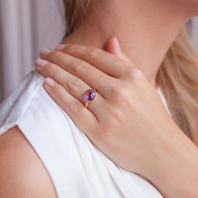 Bague Kirkos Ronde Or Jaune 750 & Améthyste - Les Valentines