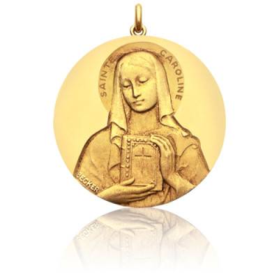 Médaille Sainte Caroline Or Jaune 750, Diamètre 15 mm à 20 mm - Becker