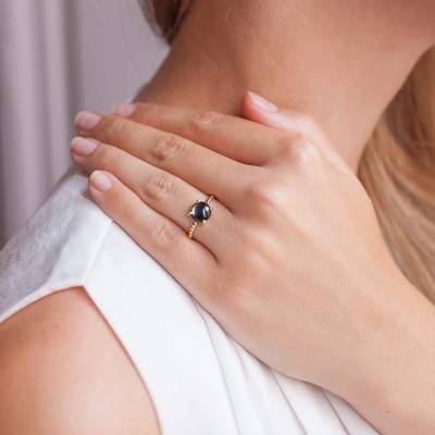 Bague Perlée Or Jaune 750 et Nacre Grise - Les Valentines