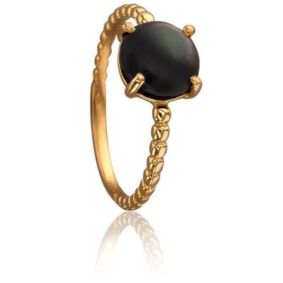 Bague Perlée en Or Jaune 750 & Nacre Grise - Les Valentines