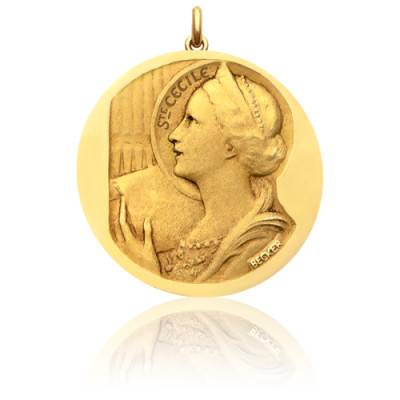 Médaille Sainte Cécile Or Jaune 750, Diamètre 15 mm à 20 mm - Becker