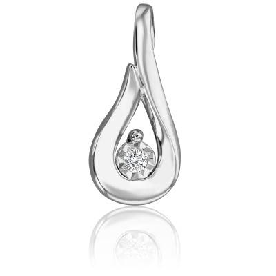 Pendentif Goutte Diamant & Or Blanc 750 - Joelli