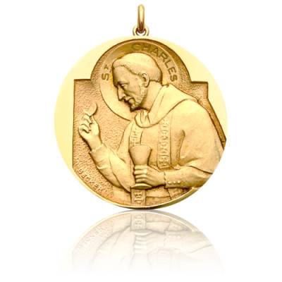Médaille Saint Charles Or Jaune 750, Diamètre 15 mm à 20 mm - Becker