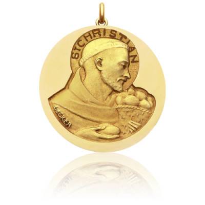 Médaille Saint Christian Or Jaune 750, Diamètre 15 mm à 20 mm - Becker