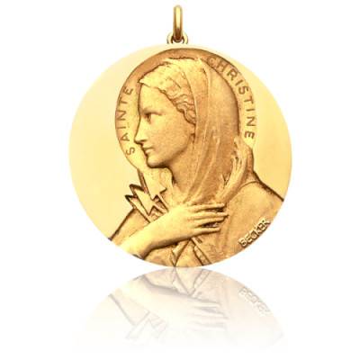 Médaille Sainte Christine Or Jaune 750, Diamètre 15 mm à 20 mm - Becker