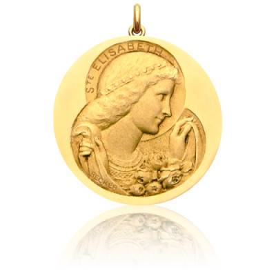 Médaille Sainte Elisabeth Or Jaune 750, Diamètre 15 mm à 20 mm - Becker