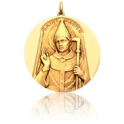 Médaille Saint Fabien Or Jaune 750, Diamètre 15 mm à 20 mm - Becker