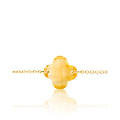 Bracelet Or 14k Cœur Citrine 4.08g - Longueur 16cm, Occasion Remis à Neuf
