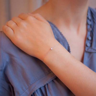 Bracelet Diamants 0,08 ct & Or Blanc 750, Longueur 16 à 18 cm - Les Valentines