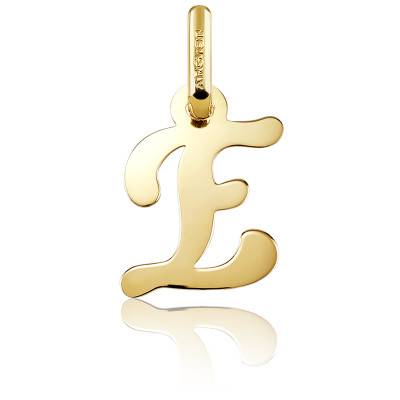 750 Yellow Gold Letter E Pendant - Argyor