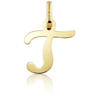 Letter T 750/1000 Yellow Gold Pendant - Argyor
