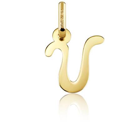 Yellow Gold 750/1000 Letter V Pendant - Argyor