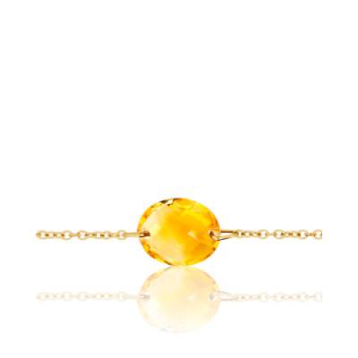 Bracelet-Chaîne Gemma Citrine, Longueur 16 à 18 cm - Les Valentines