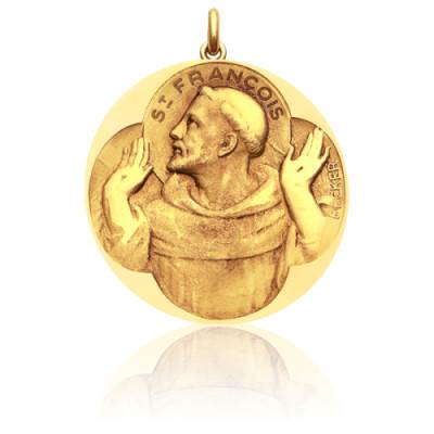 Médaille Saint François d'Assise Or Jaune 750, Diamètre 15 mm à 20 mm - Becker