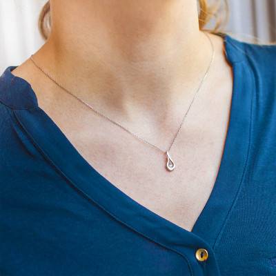 750/1000 White Gold Diamond Drop Pendant - Diamond Lady