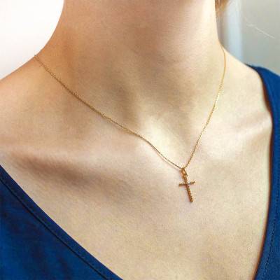 750/1000 Yellow Gold Diamond Cross Pendant - Joelli