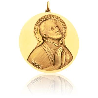Médaille Saint François Xavier Or Jaune 750, Diamètre 15 mm à 20 mm - Becker