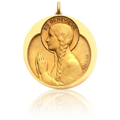 Médaille Sainte Geneviève Or Jaune 750, Diamètre 15 mm à 20 mm - Becker