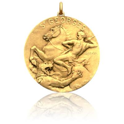 750/1000 Yellow Gold Saint Georges Medal, Diameter 15 mm to 20 mm - Becker