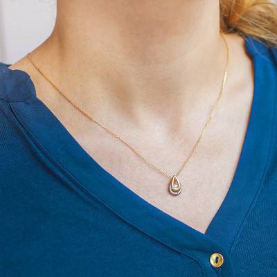 Collier Goutte Double & Diamant, Longueur 42 cm - Joelli