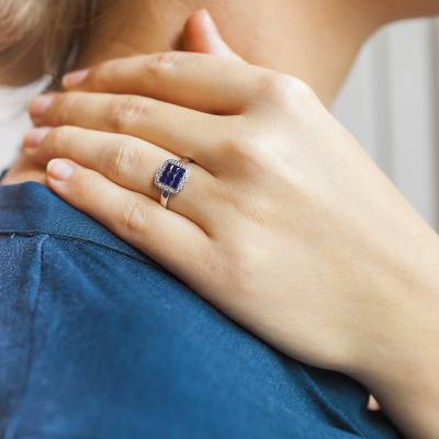 Bague Hygie Or Blanc 750, Saphirs 0,65 ct, Diamants 0,068 ct - Joelli