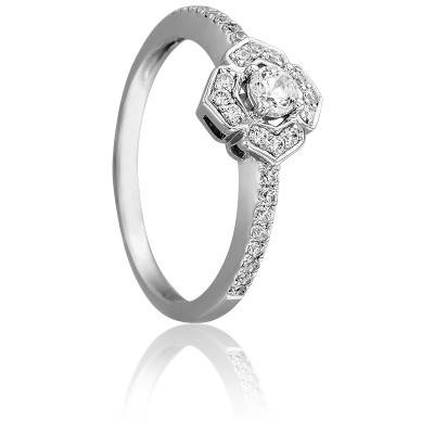 Bague Fleur en Or Blanc 750 & Diamants 0,31 ct - Joelli