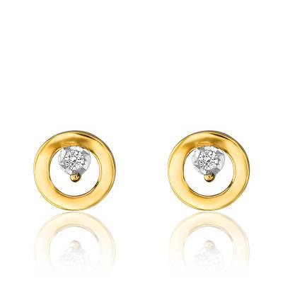 Two-Tone 750/1000 Gold and Diamond Stud Earrings - Joelli