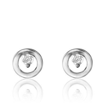 Puces d'Oreilles Or Blanc 750, Diamants 0,02 ct - Joelli
