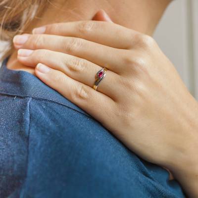 Bague Atrides 2 Ors 750, Rubis 0,226 - Joelli