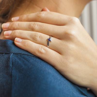 750/1000 White Gold Sapphire Solitaire Ring, 0.226 ct - Joelli