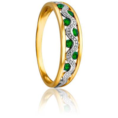 750/1000 Two-Tone Gold Anchise Ring & Emeralds 0.217 ct - Joelli