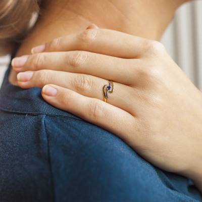 750/1000 Two-Tone Gold Sapphire 0.079 ct Solitaire Ring - Joelli