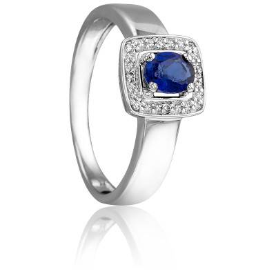 Bague Déjanire en Or Blanc 750 & Diamants 0,024 ct et Saphir 0,475 ct - Joelli