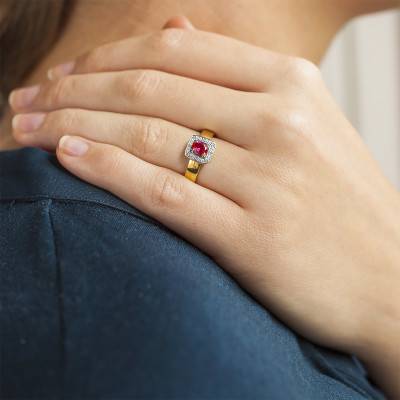 Bague Déjanire 2 Ors 750, Rubis 0,475 ct, Diamants 0,024 ct - Joelli