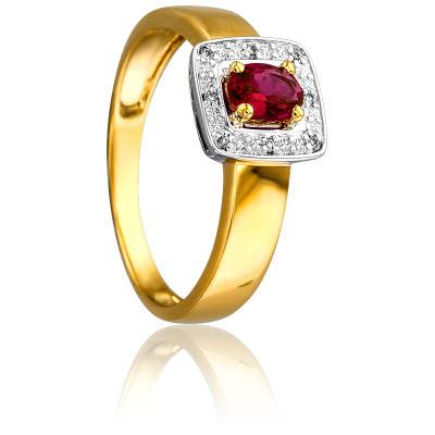 Bague Déjanire en 2 Ors 750 & Diamants 0,024 ct et Rubis 0,475 ct - Joelli