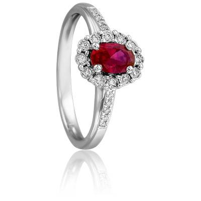 Bague Hédoné en Or Blanc 750 & Diamants 0,11 ct et Rubis 0,62 ct - Joelli