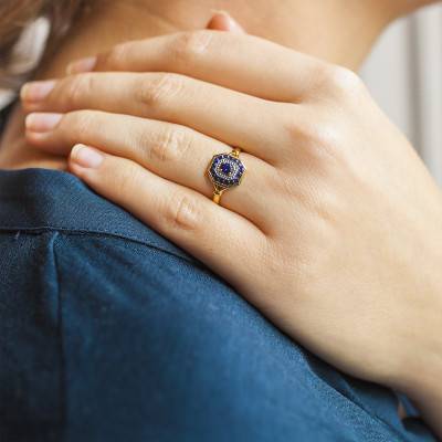 Art Déco 750/1000 Two-Tone Gold 0.48 ct Sapphire Engagement Ring - Joelli
