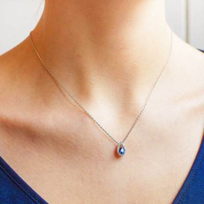 Collier Bleu Or Blanc 750 & Diamants, Longueur 42 cm - Joelli