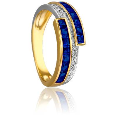 Bague Epione en 2 Ors 750 & Diamants 0,06 ct et Saphirs 1,44 ct - Joelli