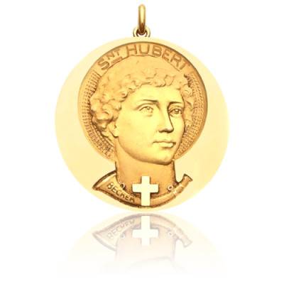 Médaille Saint Hubert Or Jaune 750, Diamètre 15 mm à 20 mm - Becker