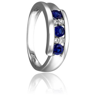 Bague Etana en Or Blanc 750 & Diamants 0,072 ct et Saphirs 0,73 ct - Joelli