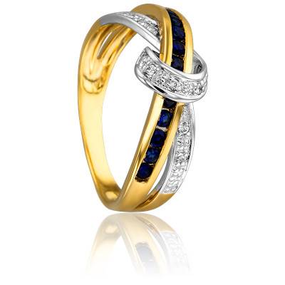 Bague Podalire en 2 Ors 750 & Diamants 0,03 ct et Saphirs 0,416 ct - Joelli