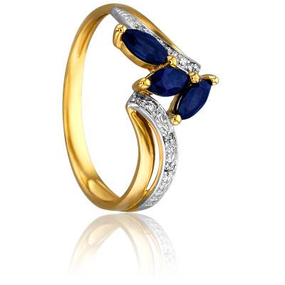 Bague Dryopé en 2 Ors 750 & Diamants 0,028 ct et Saphirs 0,58 ct - Joelli